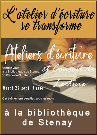 Ateliers d'écriture le 22 septembre à la bibliothèque